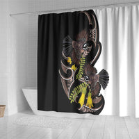 New Zealand Valentines Day Shower Curtain Piwakawaka Lovers Maori Koru Tattoo LT14 - Polynesian Pride