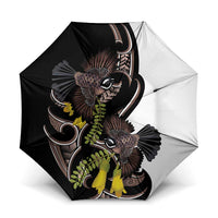 New Zealand Valentines Day Umbrella Piwakawaka Lovers Maori Koru Tattoo LT14 One Size Folded 11.42 inch Opened Diameter 37.4 inch Black - Polynesian Pride