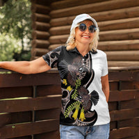 New Zealand Valentines Day Women Polo Shirt Piwakawaka Lovers Maori Koru Tattoo - Polynesian Pride