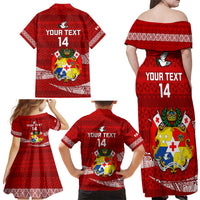 Custom Tonga Rugby Family Matching Off Shoulder Maxi Dress and Hawaiian Shirt 2023 Ikale Tahi Tongan Ngatu Pattern LT14 - Polynesian Pride