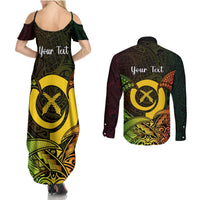 Personalised Vanuatu Family Day Couples Matching Summer Maxi Dress and Long Sleeve Button Shirt Happy 26 December Vanuatuan Pig Tusk LT14 - Polynesian Pride