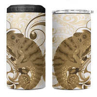Brown And White Hawaii Chameleon 4 in 1 Can Cooler Tumbler Plumeria Polynesian Tribal Art LT14 One Size: 16 oz Brown - Polynesian Pride