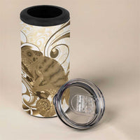 Brown And White Hawaii Chameleon 4 in 1 Can Cooler Tumbler Plumeria Polynesian Tribal Art LT14 - Polynesian Pride