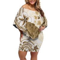 Brown And White Hawaii Chameleon Family Matching Off Shoulder Short Dress and Hawaiian Shirt Plumeria Polynesian Tribal Art LT14 Mom's Dress Brown - Polynesian Pride