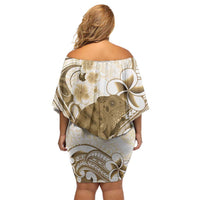 Brown And White Hawaii Chameleon Family Matching Off Shoulder Short Dress and Hawaiian Shirt Plumeria Polynesian Tribal Art LT14 - Polynesian Pride