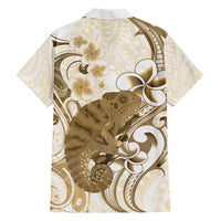 Brown And White Hawaii Chameleon Family Matching Short Sleeve Bodycon Dress and Hawaiian Shirt Plumeria Polynesian Tribal Art LT14 - Polynesian Pride