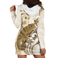 Brown And White Hawaii Chameleon Hoodie Dress Plumeria Polynesian Tribal Art LT14 - Polynesian Pride