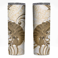 Brown And White Hawaii Chameleon Skinny Tumbler Plumeria Polynesian Tribal Art LT14 Brown - Polynesian Pride