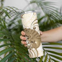 Brown And White Hawaii Chameleon Skinny Tumbler Plumeria Polynesian Tribal Art LT14 - Polynesian Pride