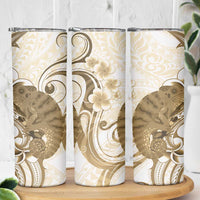 Brown And White Hawaii Chameleon Skinny Tumbler Plumeria Polynesian Tribal Art LT14 - Polynesian Pride