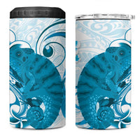 Cyan And White Hawaii Chameleon 4 in 1 Can Cooler Tumbler Plumeria Polynesian Tribal Art LT14 One Size: 16 oz Cyan - Polynesian Pride