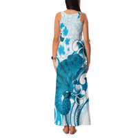 Cyan And White Hawaii Chameleon Family Matching Tank Maxi Dress and Hawaiian Shirt Plumeria Polynesian Tribal Art LT14 - Polynesian Pride
