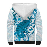 Cyan And White Hawaii Chameleon Sherpa Hoodie Plumeria Polynesian Tribal Art LT14 - Polynesian Pride