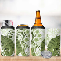 Green And White Hawaii Chameleon 4 in 1 Can Cooler Tumbler Plumeria Polynesian Tribal Art LT14 - Polynesian Pride