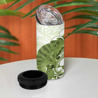 Green And White Hawaii Chameleon 4 in 1 Can Cooler Tumbler Plumeria Polynesian Tribal Art LT14 - Polynesian Pride
