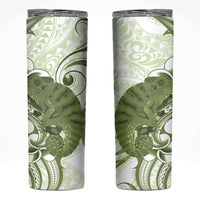 Green And White Hawaii Chameleon Skinny Tumbler Plumeria Polynesian Tribal Art LT14 Lime Green - Polynesian Pride