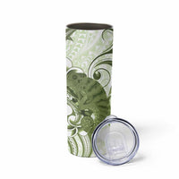 Green And White Hawaii Chameleon Skinny Tumbler Plumeria Polynesian Tribal Art LT14 - Polynesian Pride