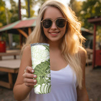 Green And White Hawaii Chameleon Skinny Tumbler Plumeria Polynesian Tribal Art LT14 - Polynesian Pride