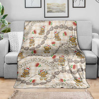 Beige Palaka Hawaii Mele Kalikimaka Blanket Ohia Lehua Shell Leis Funny Gingerbread Santa - Polynesian Pride