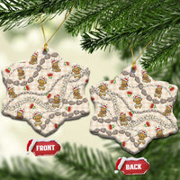 Beige Palaka Hawaii Mele Kalikimaka Ceramic Ornament Ohia Lehua Shell Leis Funny Gingerbread Santa - Polynesian Pride