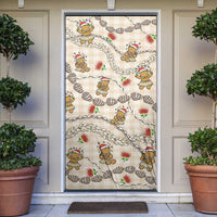 Beige Palaka Hawaii Mele Kalikimaka Door Cover Ohia Lehua Shell Leis Funny Gingerbread Santa LT14 Beige - Polynesian Pride