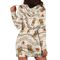 Beige Palaka Hawaii Mele Kalikimaka Hoodie Dress Ohia Lehua Shell Leis Funny Gingerbread Santa LT14 - Polynesian Pride