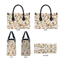 Beige Palaka Hawaii Mele Kalikimaka Leather Bag Ohia Lehua Shell Leis Funny Gingerbread Santa - Polynesian Pride