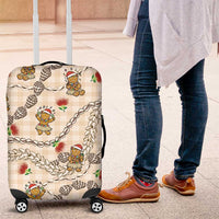 Beige Palaka Hawaii Mele Kalikimaka Luggage Cover Ohia Lehua Shell Leis Funny Gingerbread Santa LT14 Beige - Polynesian Pride