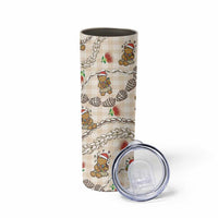 Beige Palaka Hawaii Mele Kalikimaka Skinny Tumbler Ohia Lehua Shell Leis Funny Gingerbread Santa LT14 - Polynesian Pride