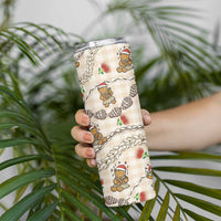 Beige Palaka Hawaii Mele Kalikimaka Skinny Tumbler Ohia Lehua Shell Leis Funny Gingerbread Santa LT14 - Polynesian Pride