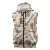 Beige Palaka Hawaii Mele Kalikimaka Sleeveless Zip Hoodie Ohia Lehua Shell Leis Funny Gingerbread Santa LT14 Beige - Polynesian Pride