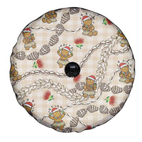 Beige Palaka Hawaii Mele Kalikimaka Spare Tire Cover Ohia Lehua Shell Leis Funny Gingerbread Santa LT14 - Polynesian Pride
