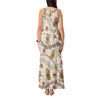 Beige Palaka Hawaii Mele Kalikimaka Tank Maxi Dress Ohia Lehua Shell Leis Funny Gingerbread Santa LT14 - Polynesian Pride