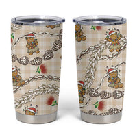 Beige Palaka Hawaii Mele Kalikimaka Tumbler Cup Ohia Lehua Shell Leis Funny Gingerbread Santa LT14 Beige - Polynesian Pride
