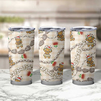 Beige Palaka Hawaii Mele Kalikimaka Tumbler Cup Ohia Lehua Shell Leis Funny Gingerbread Santa LT14 - Polynesian Pride