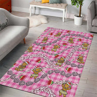 Pink Palaka Hawaii Mele Kalikimaka Area Rug Ohia Lehua Shell Leis Funny Gingerbread Santa - Polynesian Pride