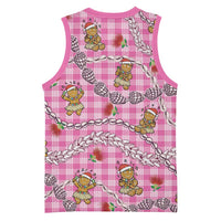 Pink Palaka Hawaii Mele Kalikimaka Basketball Jersey Ohia Lehua Shell Leis Funny Gingerbread Santa LT14 - Polynesian Pride