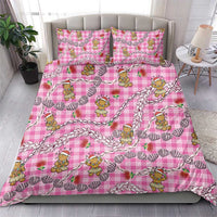 Pink Palaka Hawaii Mele Kalikimaka Bedding Set Ohia Lehua Shell Leis Funny Gingerbread Santa - Polynesian Pride