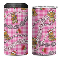 Pink Palaka Hawaii Mele Kalikimaka 4 in 1 Can Cooler Tumbler Ohia Lehua Shell Leis Funny Gingerbread Santa LT14 One Size: 16 oz Pink - Polynesian Pride
