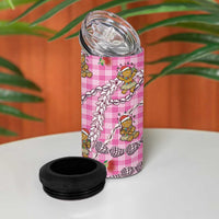 Pink Palaka Hawaii Mele Kalikimaka 4 in 1 Can Cooler Tumbler Ohia Lehua Shell Leis Funny Gingerbread Santa LT14 - Polynesian Pride