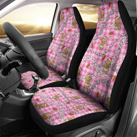 Pink Palaka Hawaii Mele Kalikimaka Car Seat Cover Ohia Lehua Shell Leis Funny Gingerbread Santa LT14 - Polynesian Pride