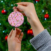 Pink Palaka Hawaii Mele Kalikimaka Ceramic Ornament Ohia Lehua Shell Leis Funny Gingerbread Santa - Polynesian Pride