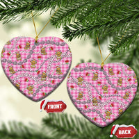 Pink Palaka Hawaii Mele Kalikimaka Ceramic Ornament Ohia Lehua Shell Leis Funny Gingerbread Santa - Polynesian Pride