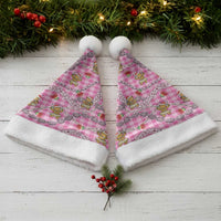 Pink Palaka Hawaii Mele Kalikimaka Christmas Santa Hat Ohia Lehua Shell Leis Funny Gingerbread Santa LT14 - Polynesian Pride