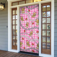 Pink Palaka Hawaii Mele Kalikimaka Door Cover Ohia Lehua Shell Leis Funny Gingerbread Santa LT14 - Polynesian Pride
