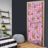 Pink Palaka Hawaii Mele Kalikimaka Door Cover Ohia Lehua Shell Leis Funny Gingerbread Santa LT14 - Polynesian Pride