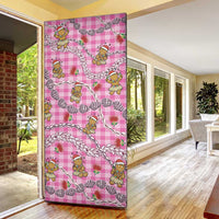 Pink Palaka Hawaii Mele Kalikimaka Door Cover Ohia Lehua Shell Leis Funny Gingerbread Santa LT14 - Polynesian Pride