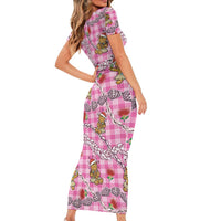 Pink Palaka Hawaii Mele Kalikimaka Family Matching Short Sleeve Bodycon Dress and Hawaiian Shirt Ohia Lehua Shell Leis Funny Gingerbread Santa LT14 - Polynesian Pride