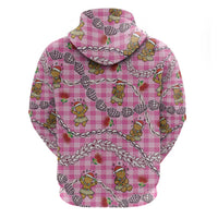 Pink Palaka Hawaii Mele Kalikimaka Hoodie Ohia Lehua Shell Leis Funny Gingerbread Santa LT14 - Polynesian Pride