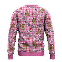 Pink Palaka Hawaii Mele Kalikimaka Ugly Christmas Sweater Ohia Lehua Shell Leis Funny Gingerbread Santa LT14 - Polynesian Pride